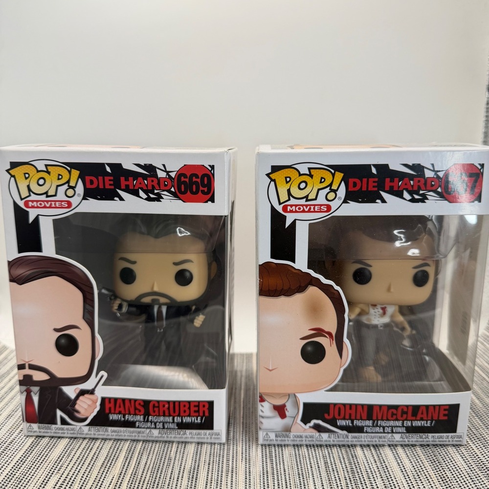 Funko Pop Die Hard John McClane 667 and Hans Gruber 669 Vinyl Figure Set Bundle
